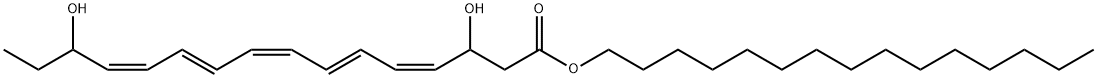 Pentadecyl (4Z,6E,8Z,10E,12Z)-3,14-dihydroxy-4,6,8,10,12-hexadecapentaenoate 结构式